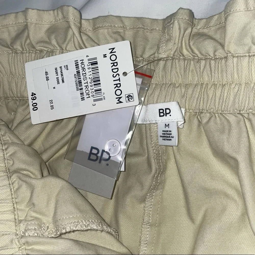 NWT BP Ivory Dove Paper Bag Belted Elastic Waist Pants - Picture 4 of 12